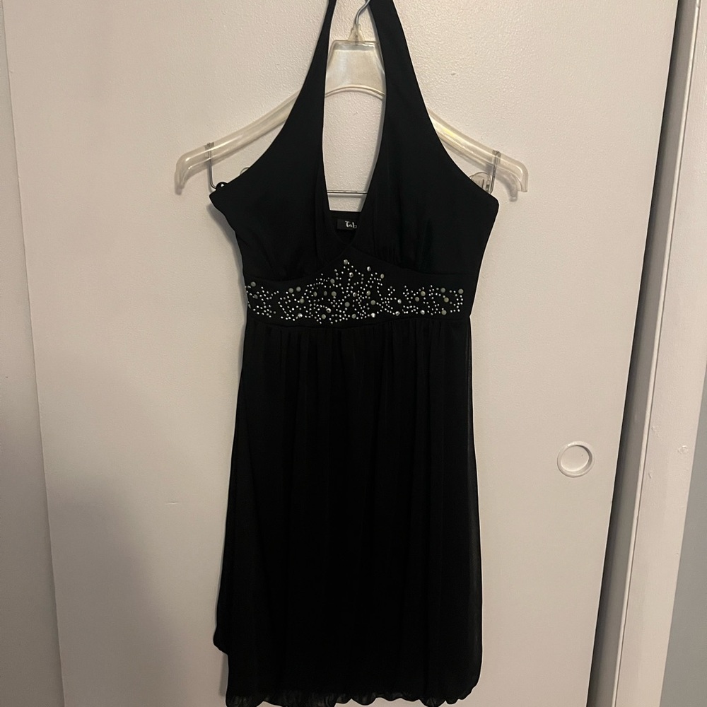 Taboo Black Halter Mini Dress